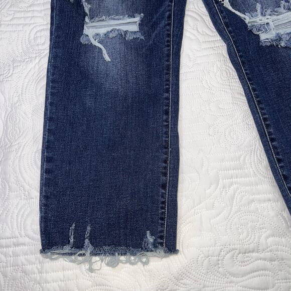Judy Blue Jeans Size 13/31 Wide Leg Raw Hem Distressed Crop High Rise JB82593DK - Picture 3 of 15